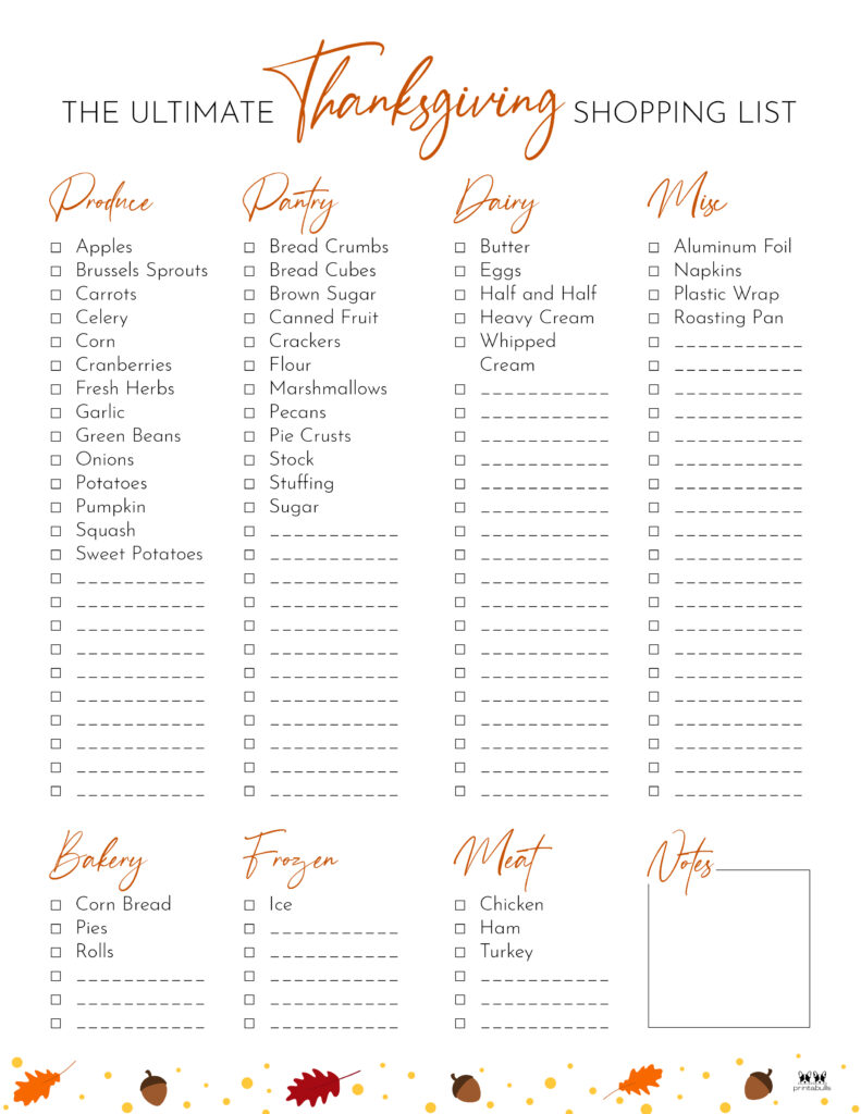 Printable Thanksgiving Shopping List-List 3