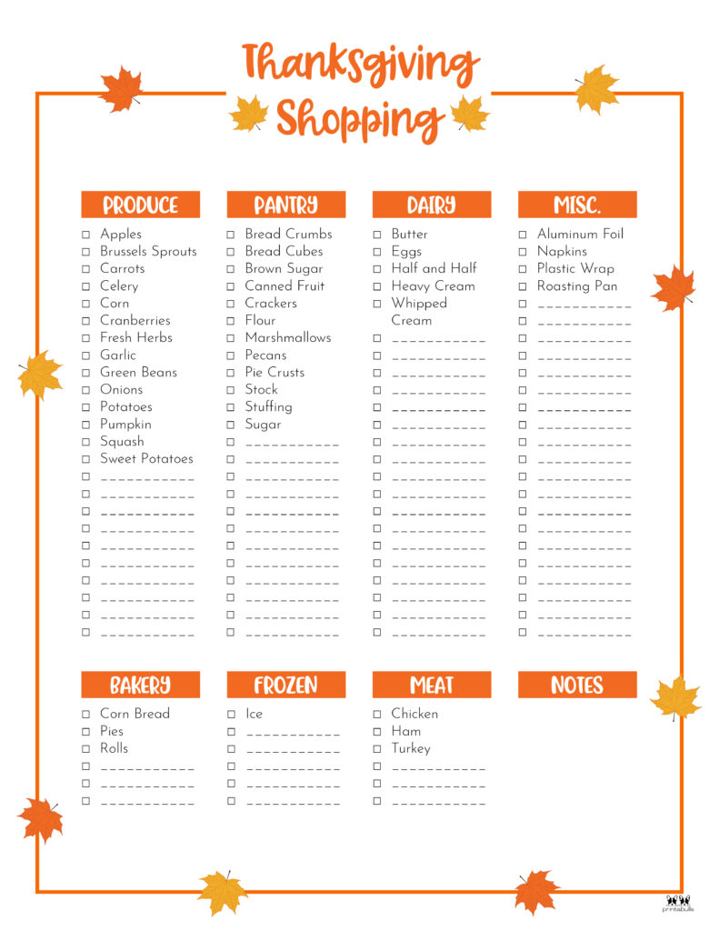Printable Thanksgiving Shopping List-List 4