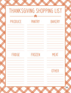 Thanksgiving Shopping Lists &amp; Checklists - 30 FREE Printables | Printabulls