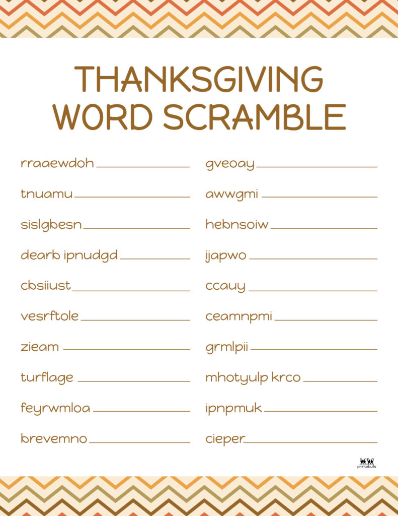Printable Thanksgiving Word Scramble-Page 10