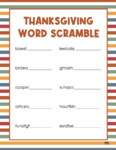 Thanksgiving Word Scrambles - 10 FREE Printables | Printabulls