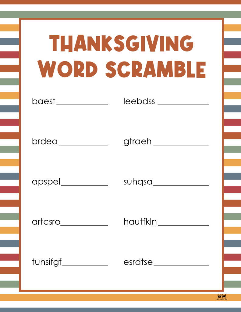 Printable Thanksgiving Word Scramble-Page 3