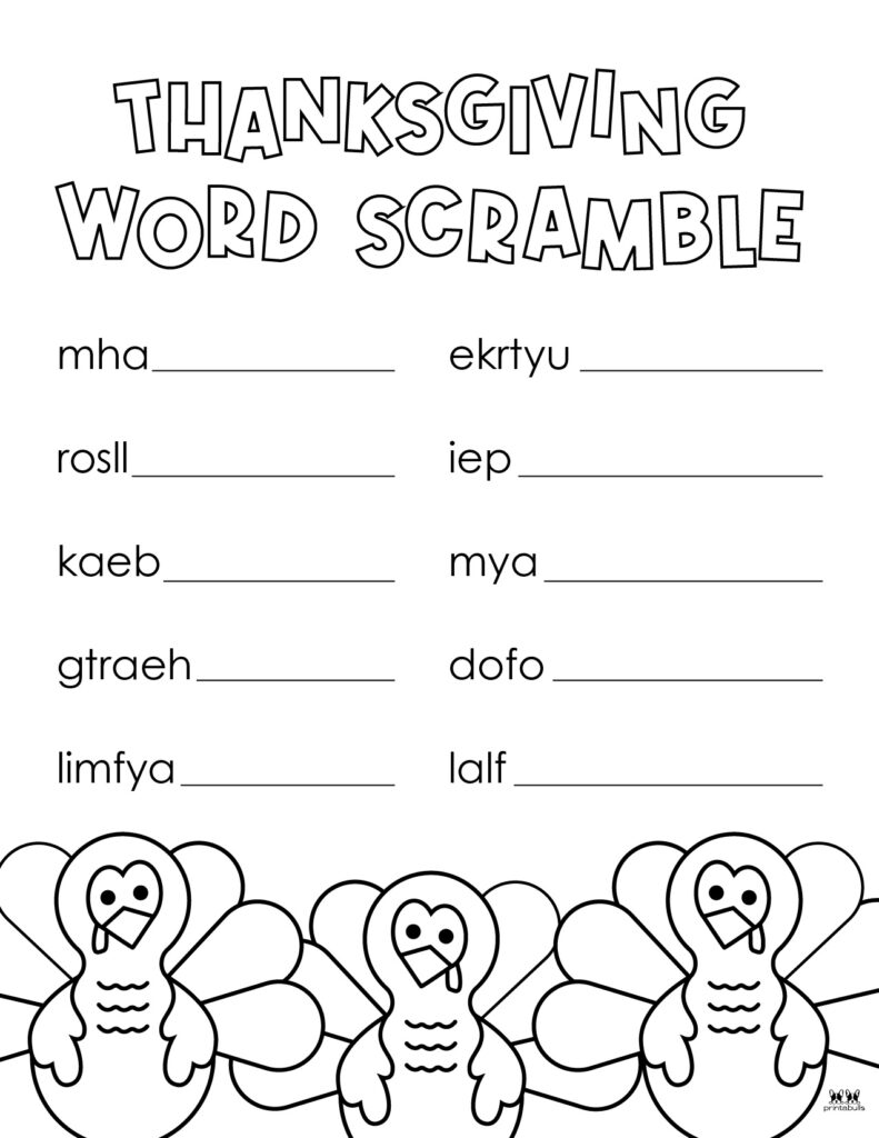 Printable Thanksgiving Word Scramble-Page 5