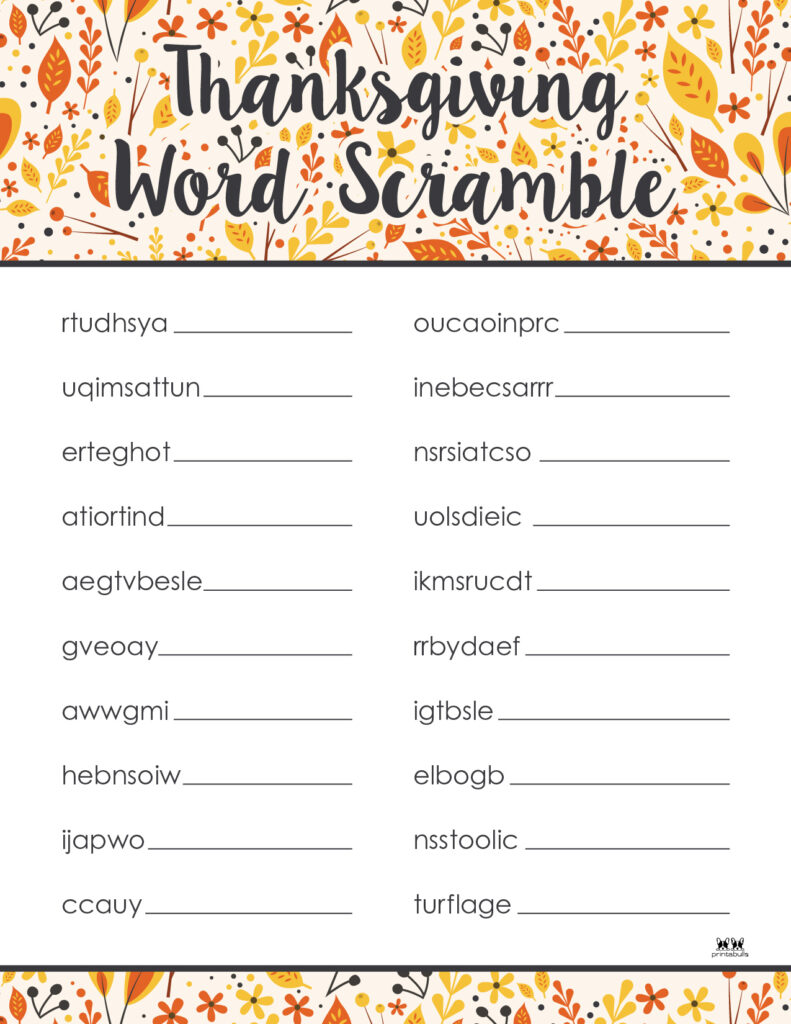 Printable Thanksgiving Word Scramble-Page 8