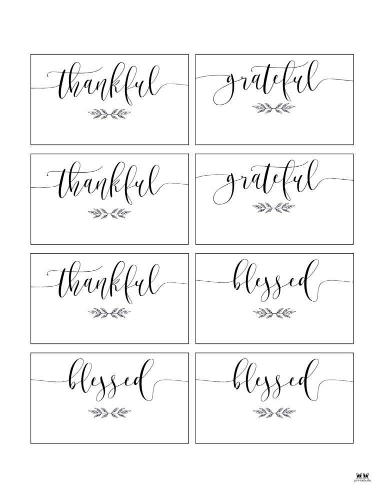 Thanksgiving Place Cards - 15 FREE Printable Sets | Printabulls