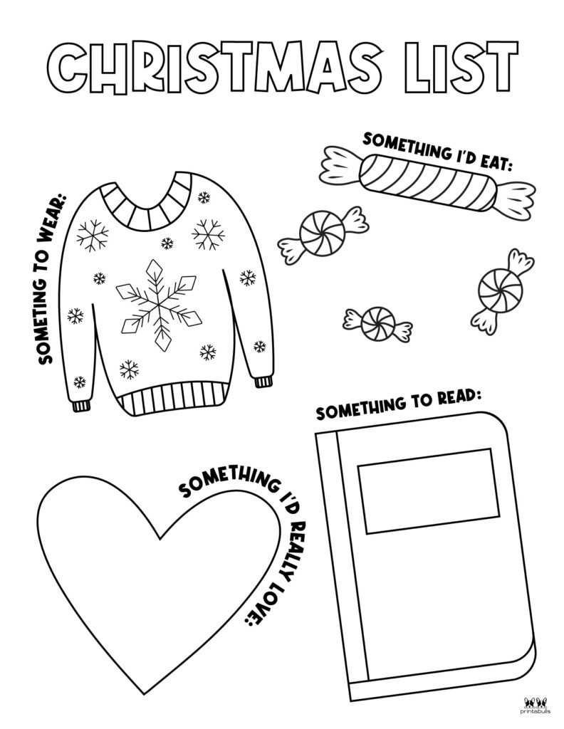 Printable Christmas List Black And White Printable Christmas List Black And White