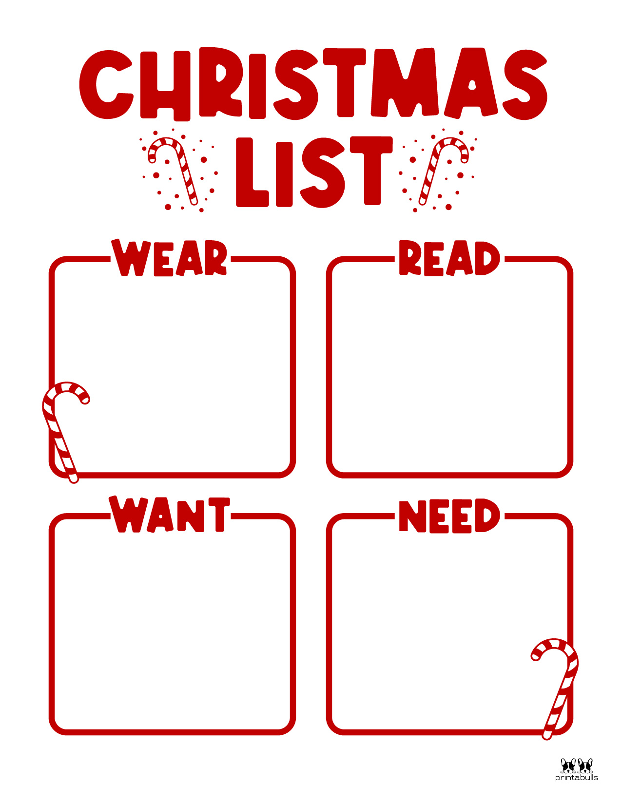 Printable Christmas Lists 25 FREE Printables Printabulls