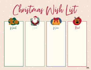 Printable Christmas Lists - 25 FREE Printables | Printabulls