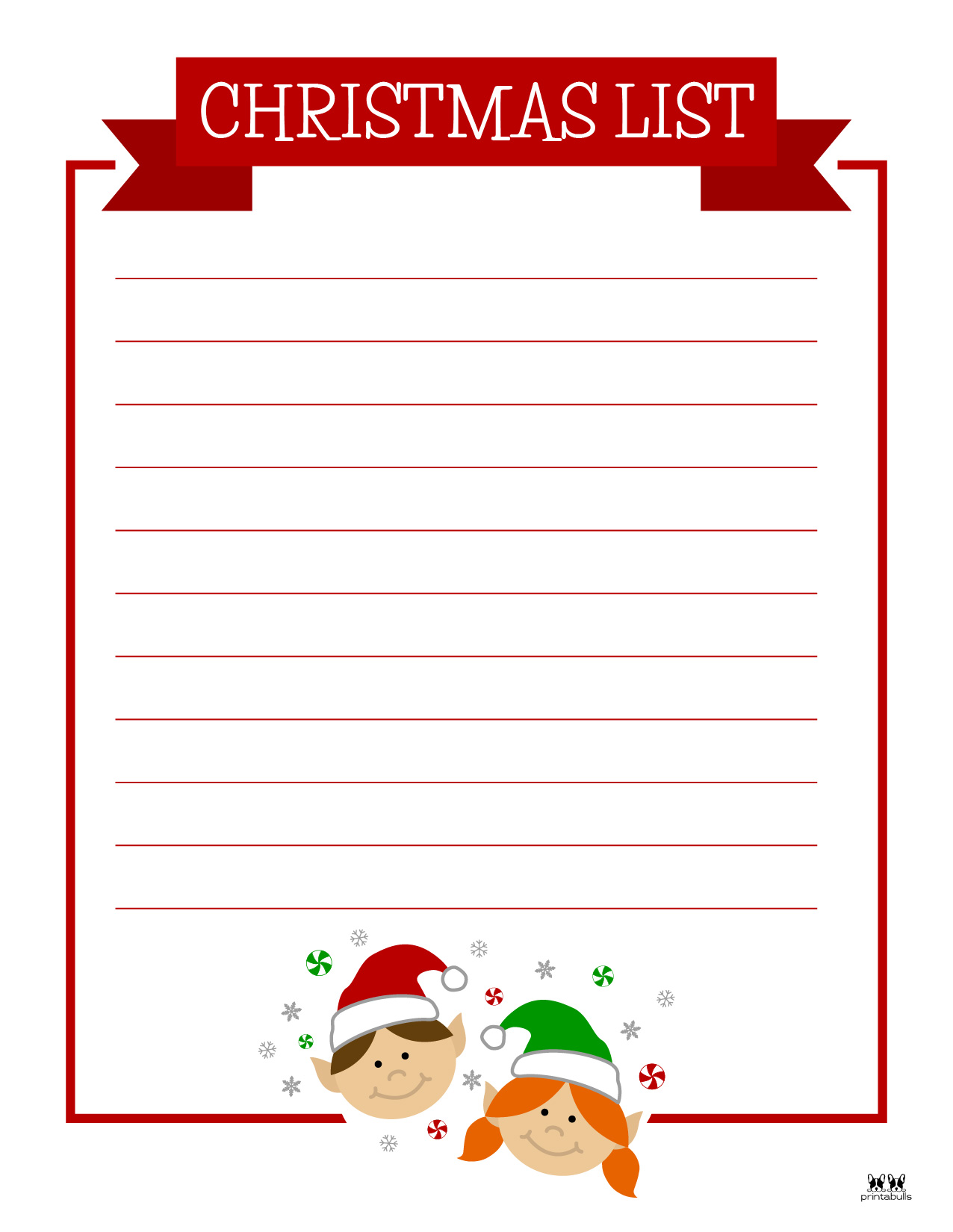Printable Christmas Lists 25 FREE Printables Printabulls