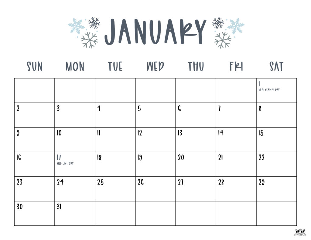 Printable January 2022 Calendar-Style 10