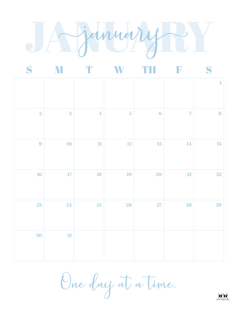Printable January 2022 Calendar-Style 13