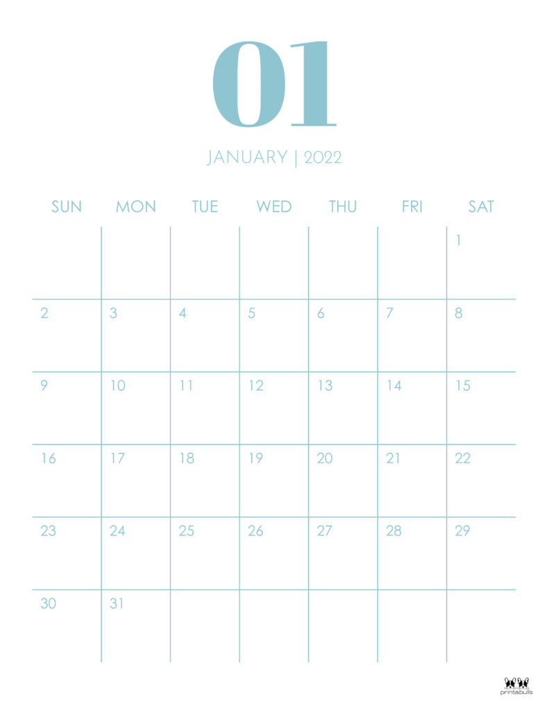 Printable January 2022 Calendar-Style 14