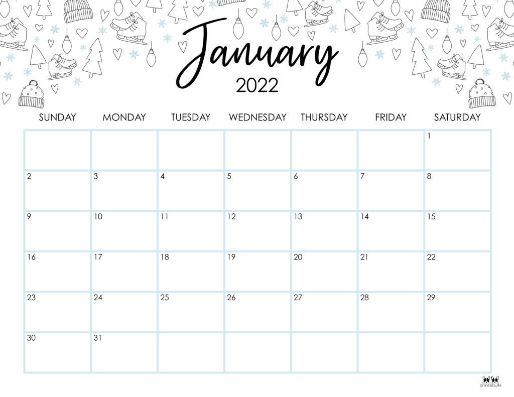 Printable January 2022 Calendar-Style 15