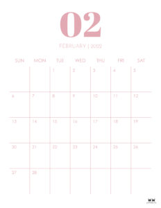 February 2022 Calendars - 15 FREE Printables | Printabulls