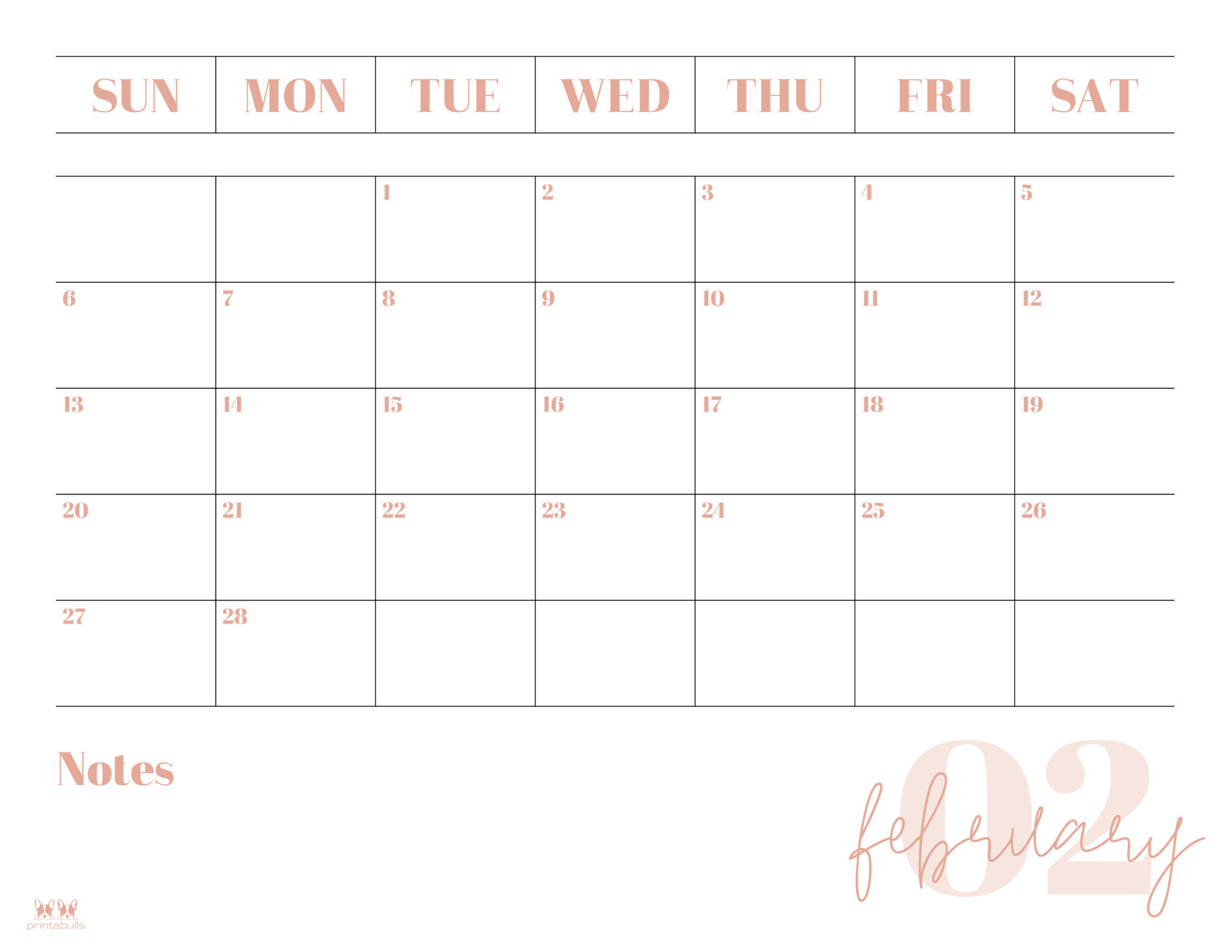 February 2022 Calendars - 15 FREE Printables | Printabulls