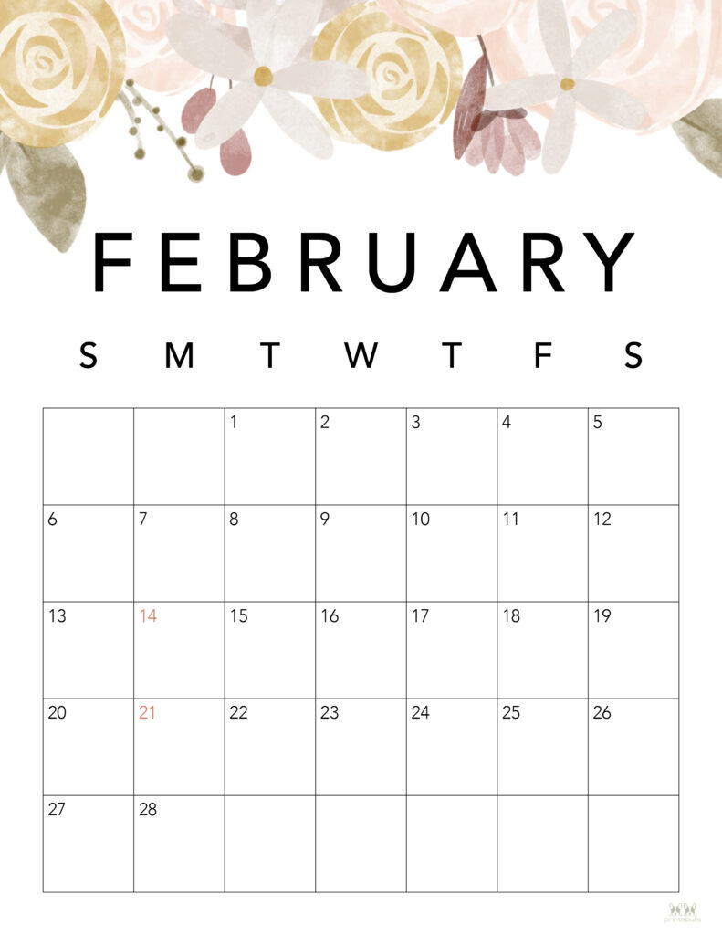 Printable February 2022 Calendar-Style 4