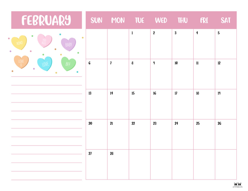Printable February 2022 Calendar-Style 6