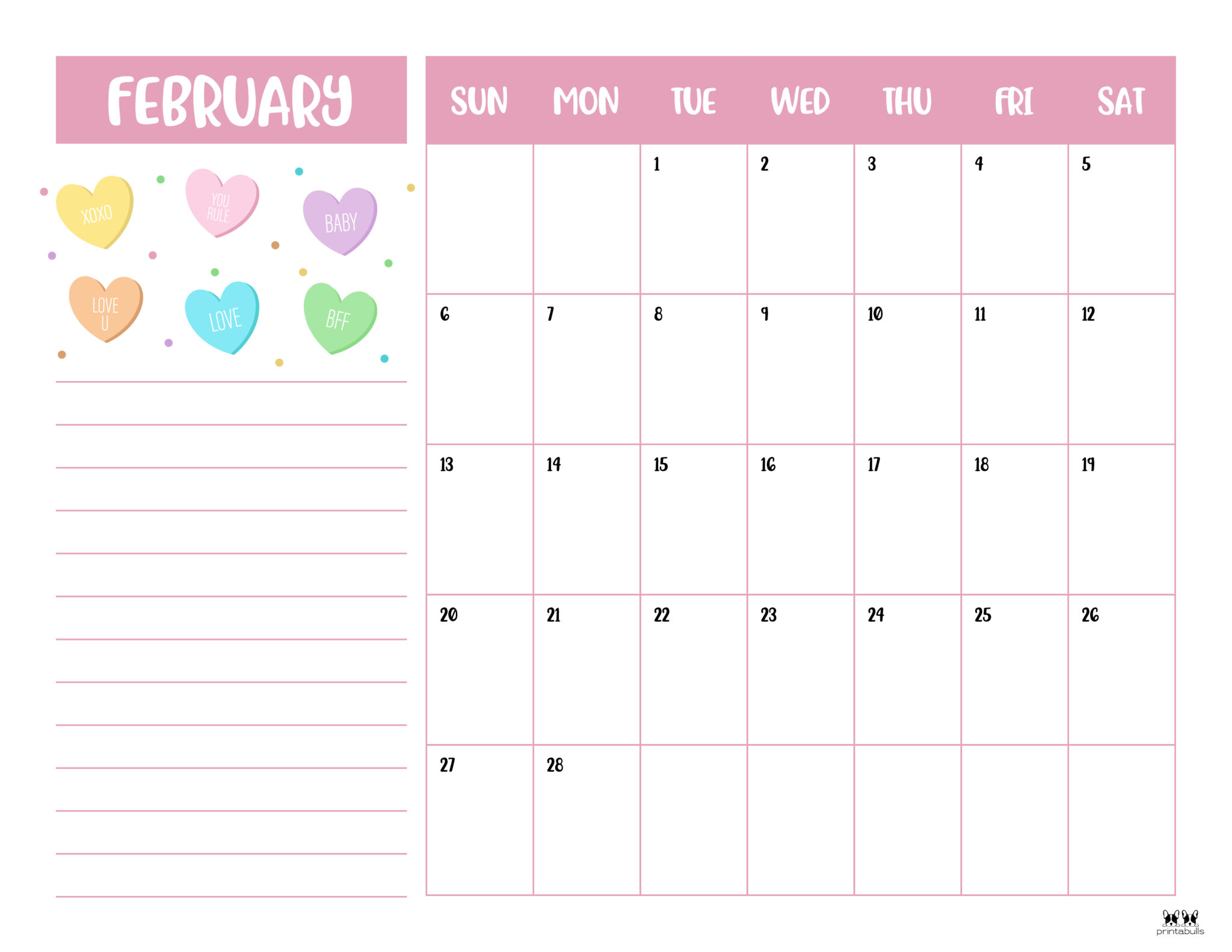 February 2022 Calendars - 15 FREE Printables | Printabulls