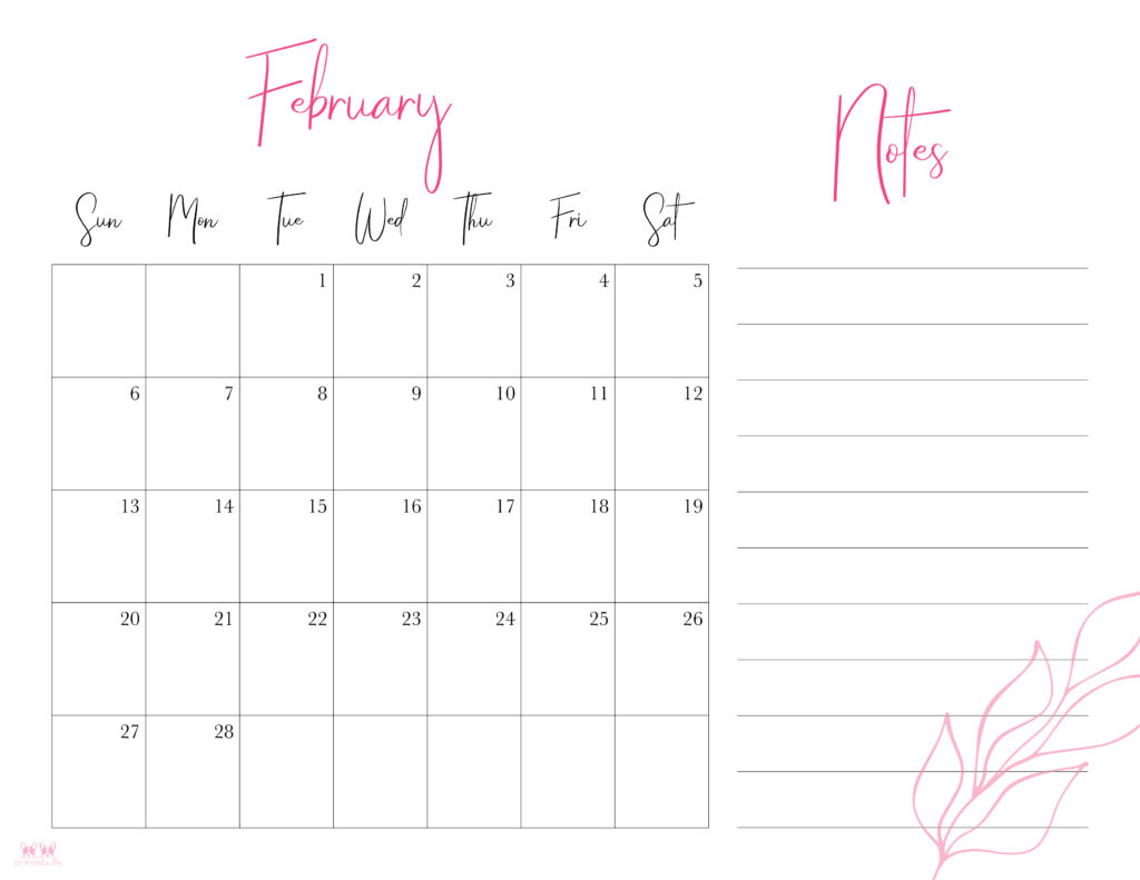 Printable February 2022 Calendar-Style 7