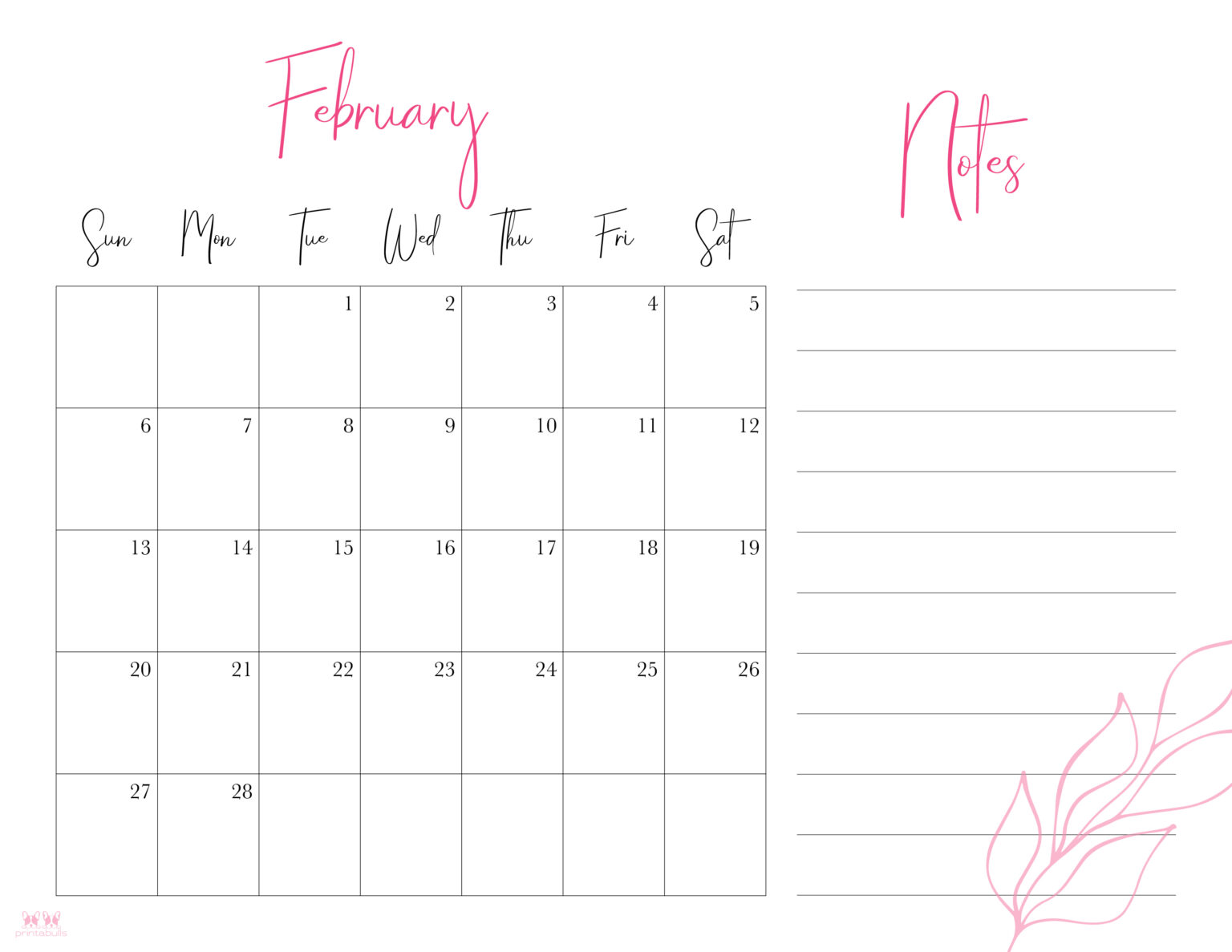 February 2022 Calendars - 15 FREE Printables | Printabulls