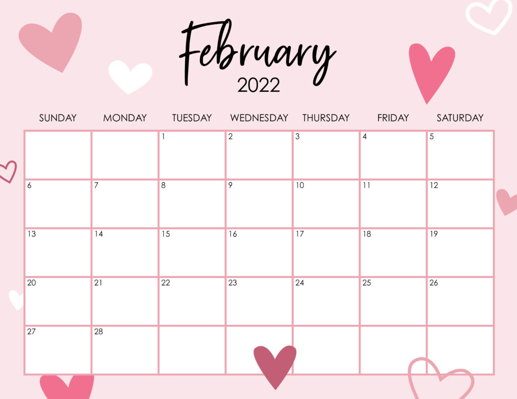 Printable February 2022 Calendar-Style 8