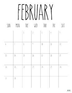 February 2022 Calendars - 15 FREE Printables | Printabulls