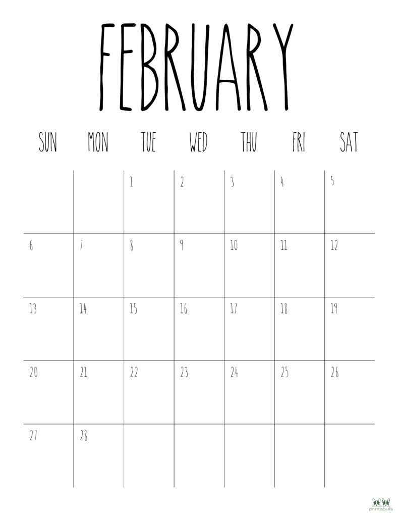 Printable February 2022 Calendar-Style 9