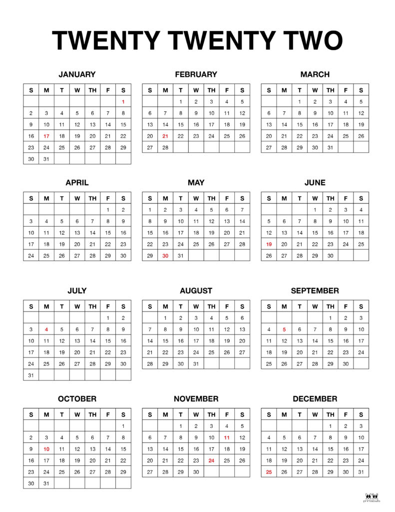 Printable 2022 Calendar-Calendar 22