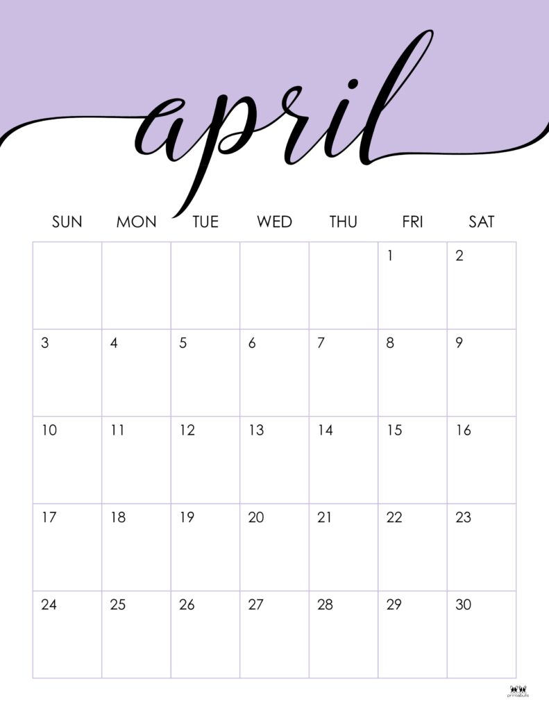 Printable April 2022 Calendar-Style 12