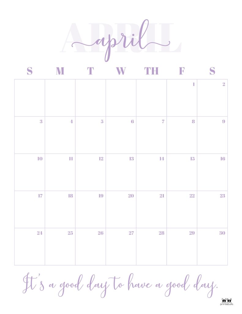 Printable April 2022 Calendar-Style 13