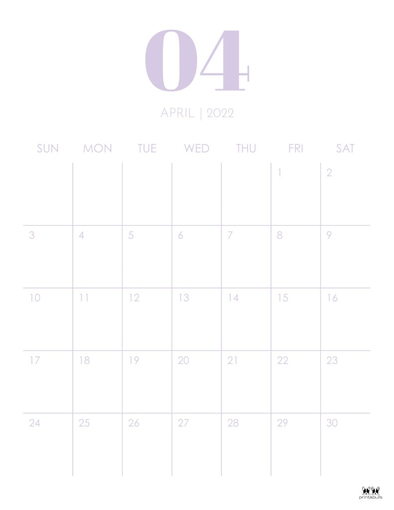 Printable April 2022 Calendar-Style 14