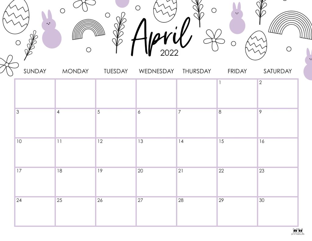 Printable April 2022 Calendar-Style 15