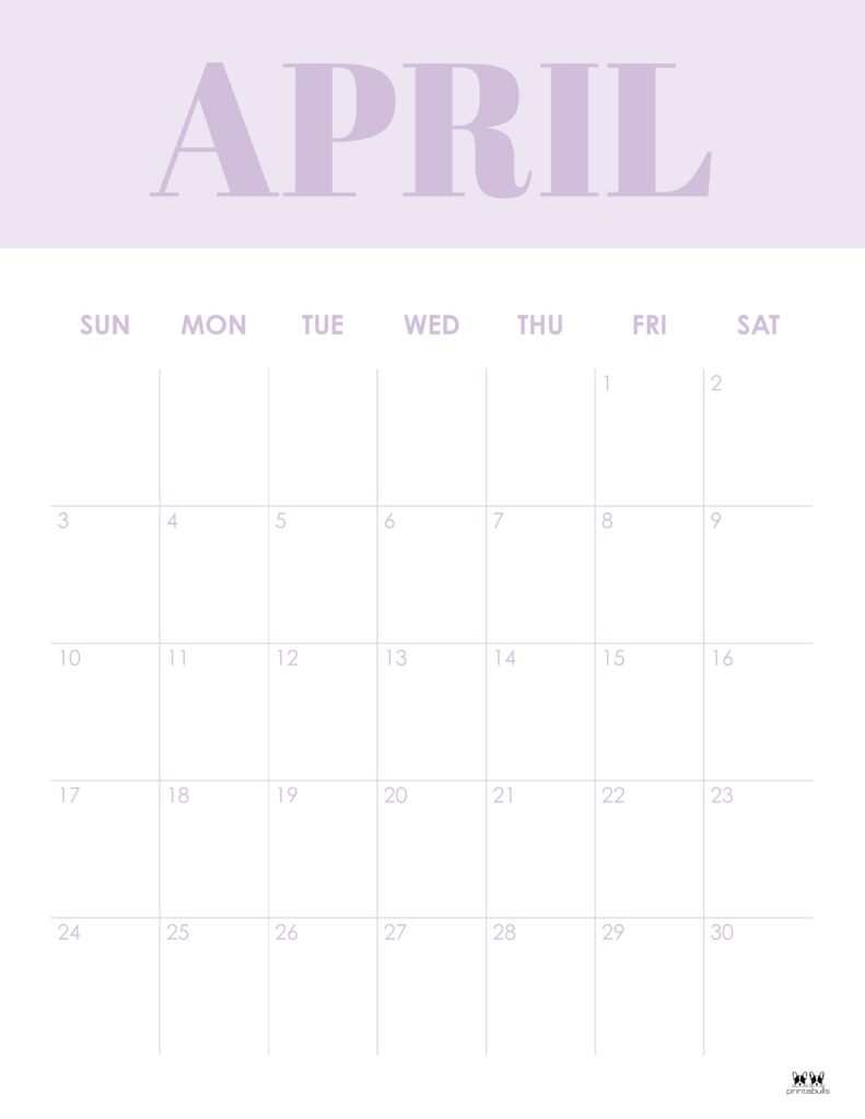 Printable April 2022 Calendar-Style 16