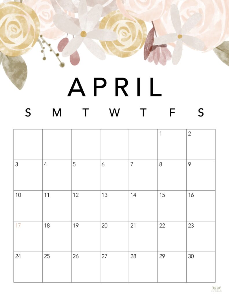 Printable April 2022 Calendar-Style 4