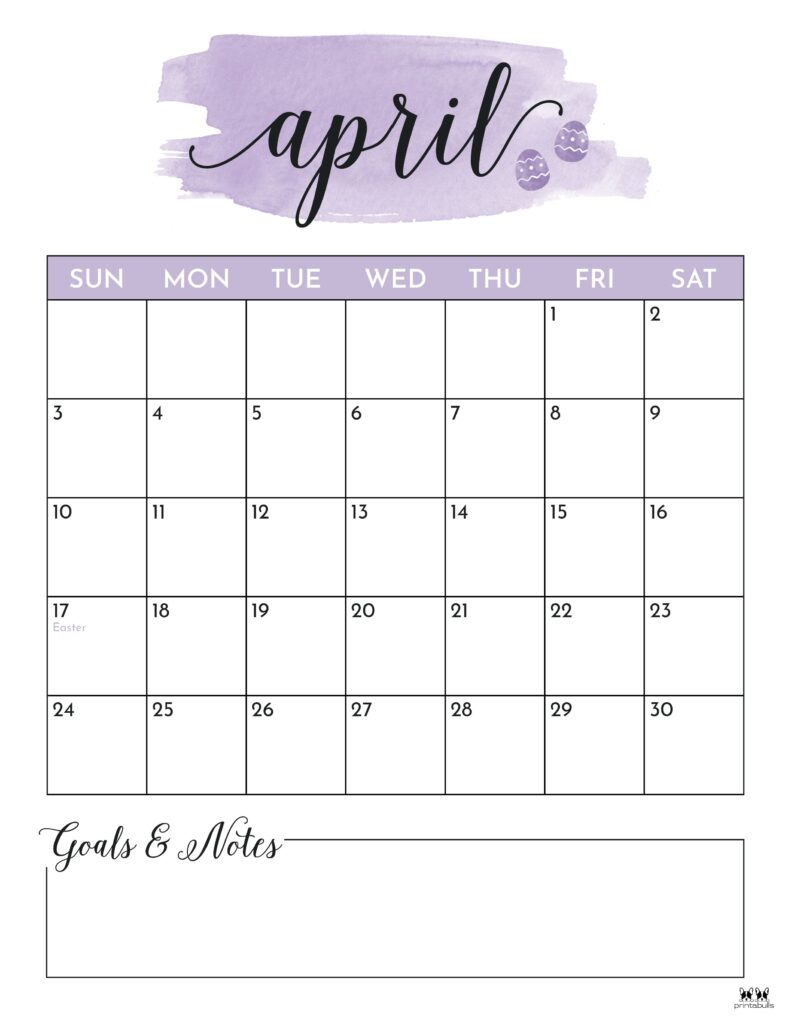 Printable April 2022 Calendar-Style 5