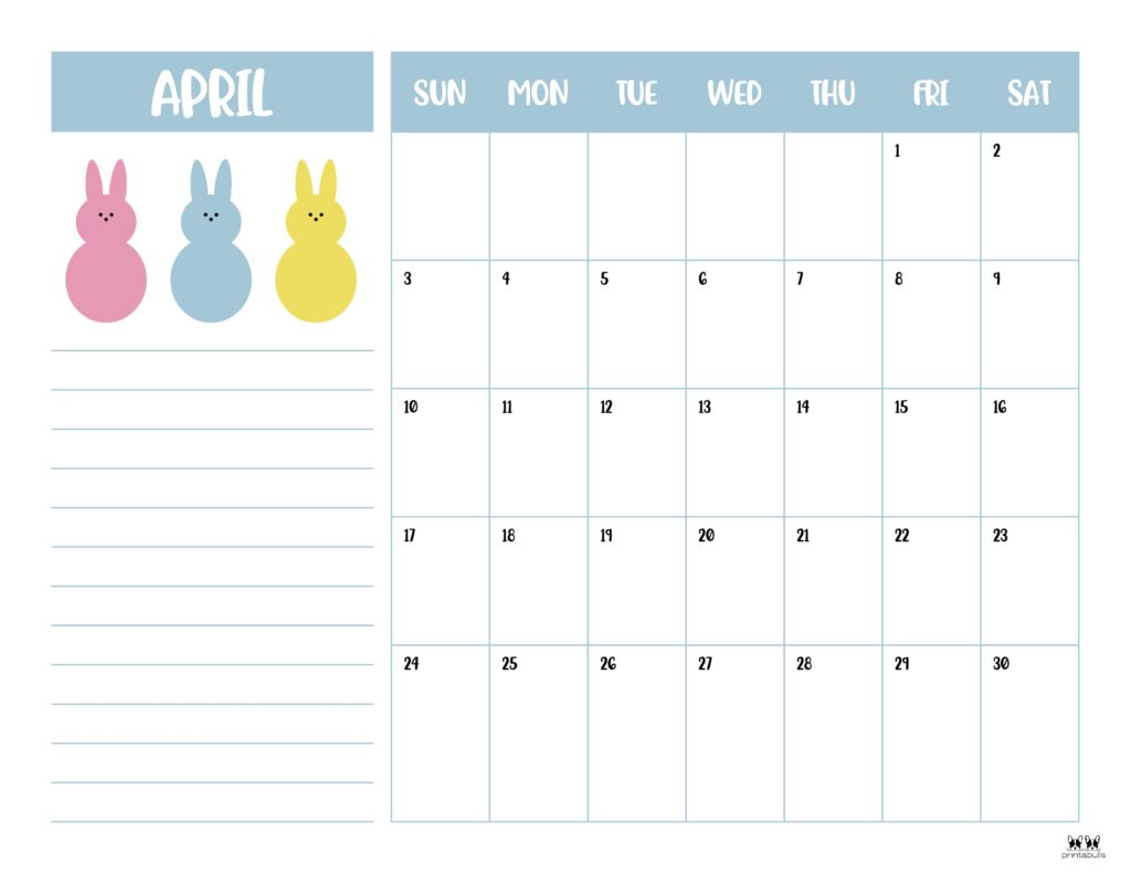 Printable April 2022 Calendar-Style 6