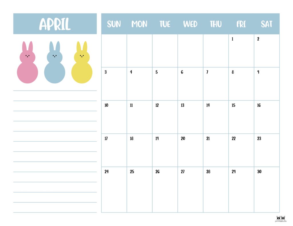 Printable April 2022 Calendar-Style 6
