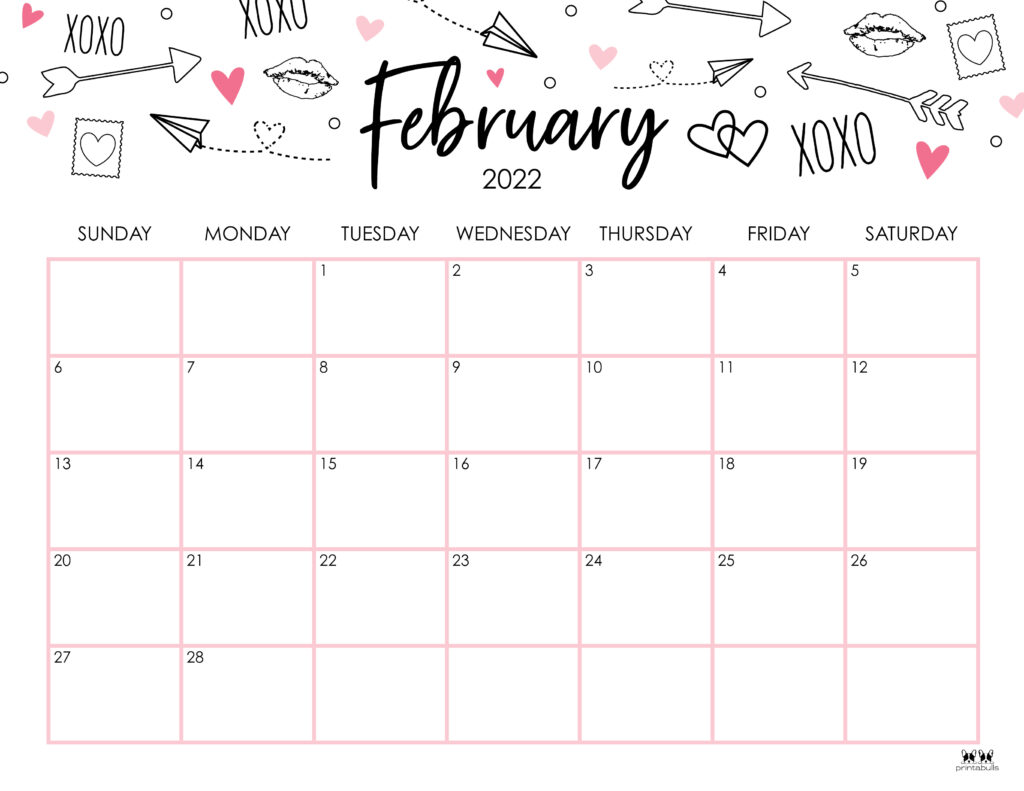 February 2022 Calendars - 15 Free Printables | Printabulls