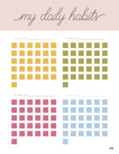 Habit Trackers - 25 FREE Printables | Printabulls