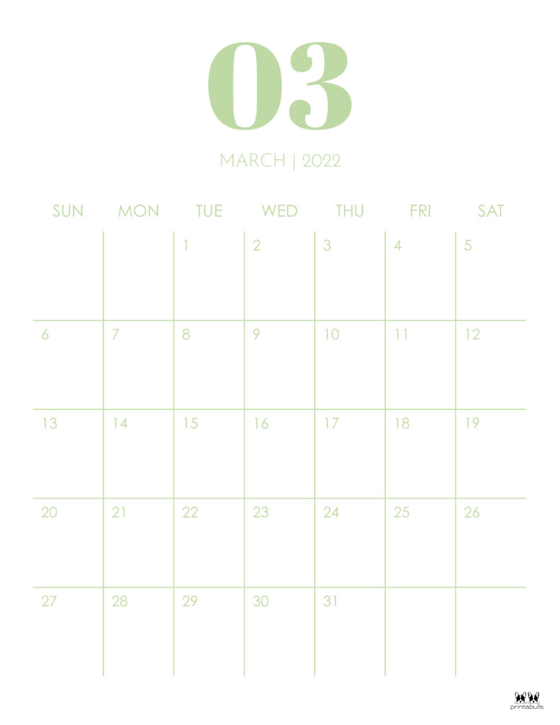 Printable March 2022 Calendar-Style 14