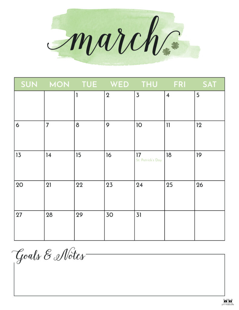 Printable March 2022 Calendar-Style 5