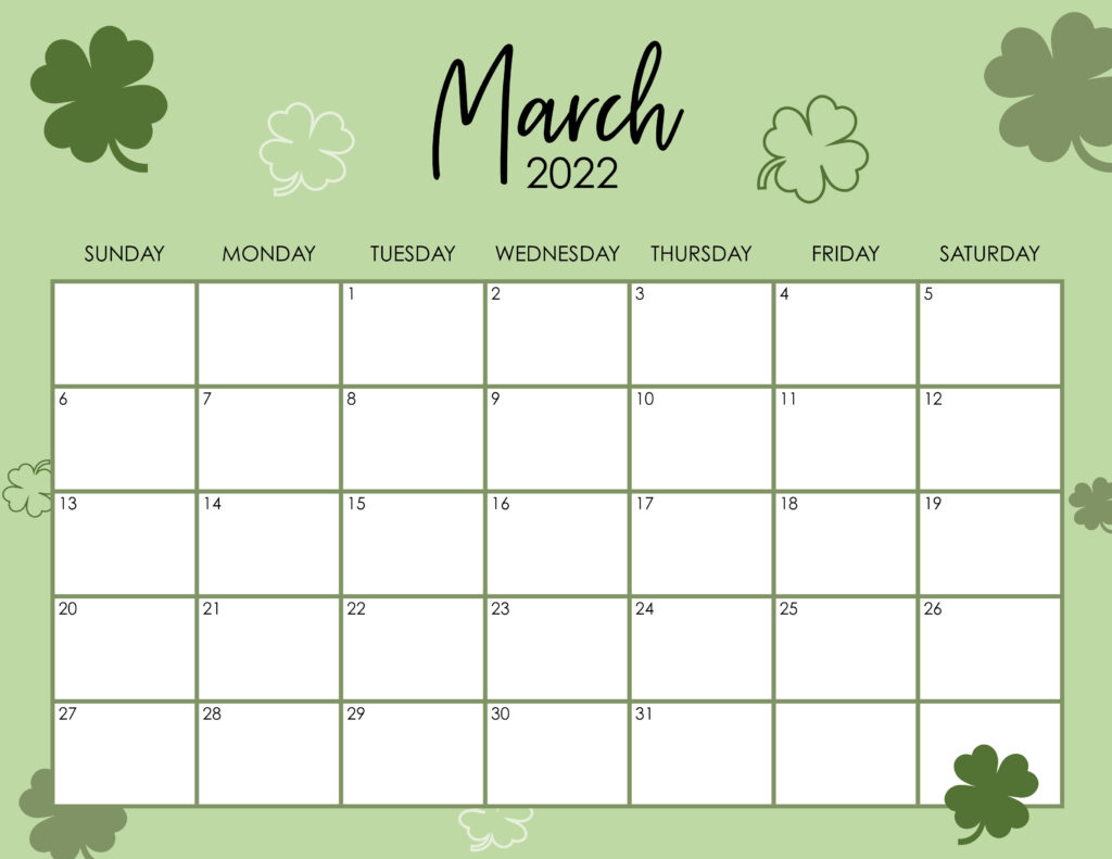 Printable March 2022 Calendar-Style 8