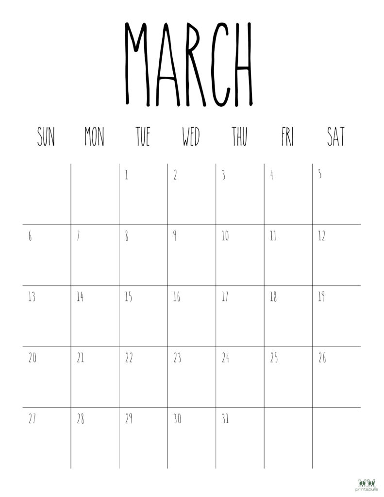 Printable March 2022 Calendar-Style 9