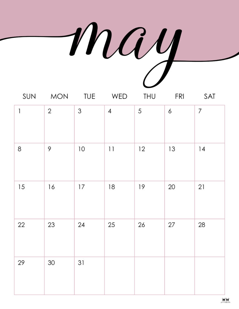 Printable May 2022 Calendar-Style 12
