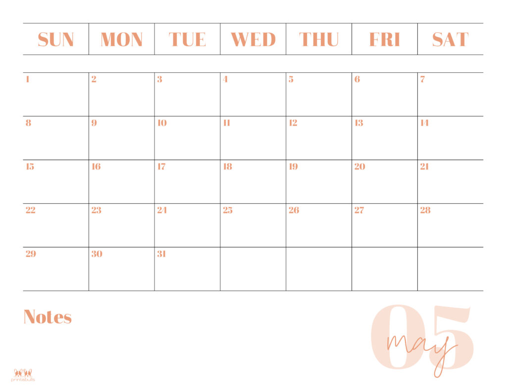 Printable May 2022 Calendar-Style 2