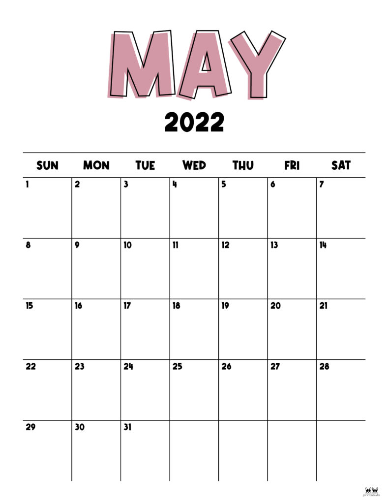 Printable May 2022 Calendar-Style 22