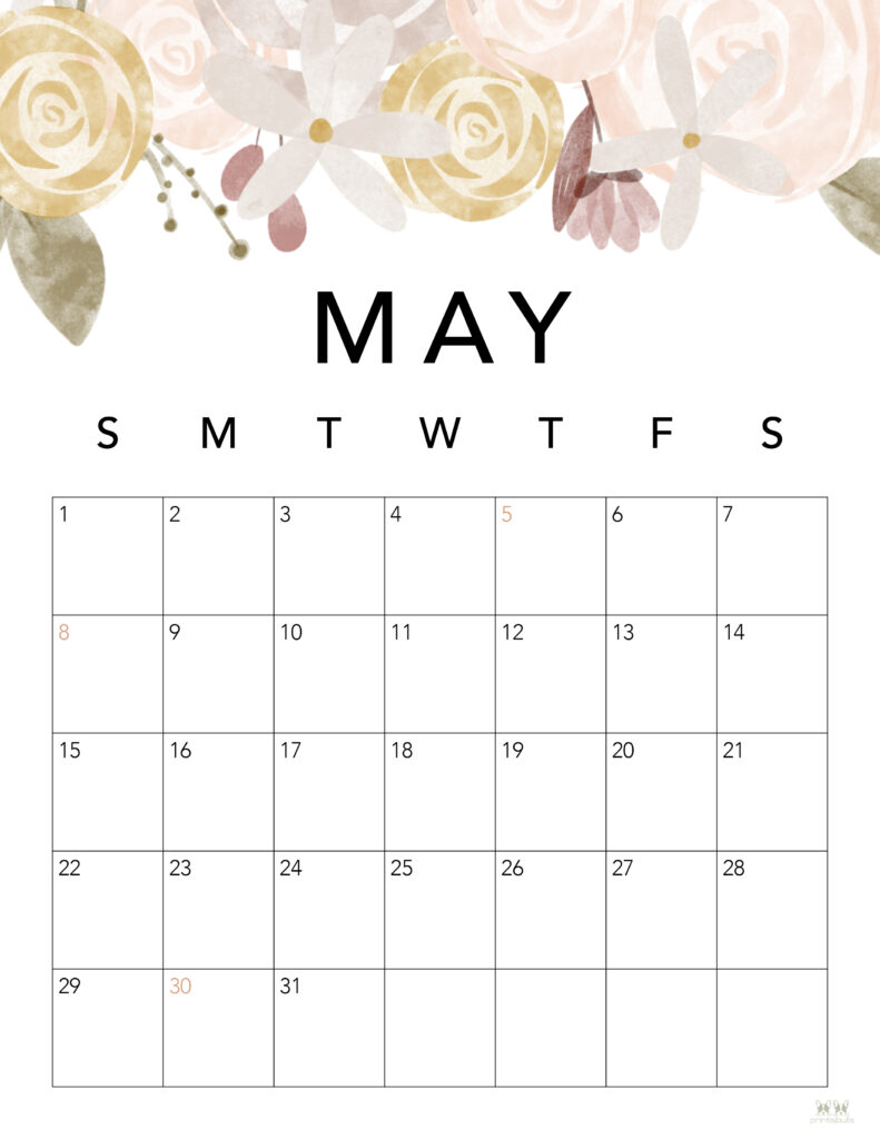 Printable May 2022 Calendar-Style 4