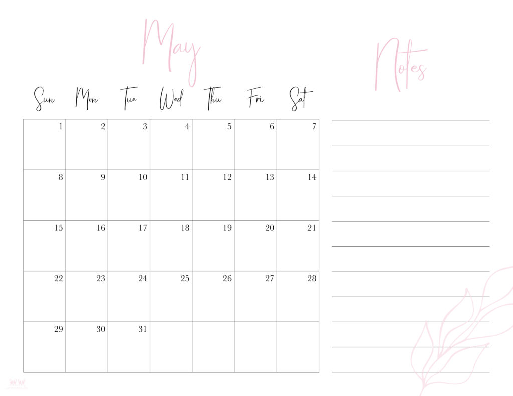 Printable May 2022 Calendar-Style 7