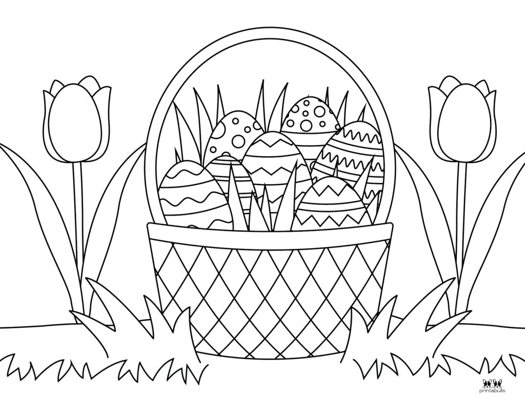 Printable Easter Coloring Page-Baskets 7