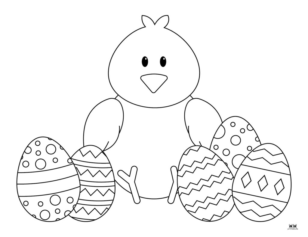 Printable Easter Coloring Page-Chicks 5